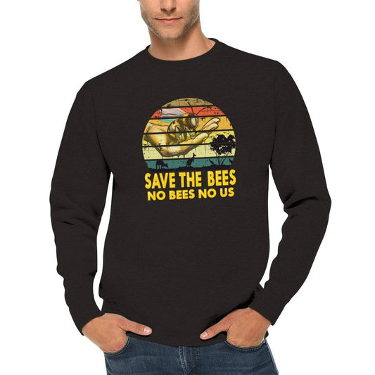 Save The Bees No Bees No Us Jumper - Retro Vintage Sunset - Premium Unisex Crewneck Sweatshirt Australia Online Color