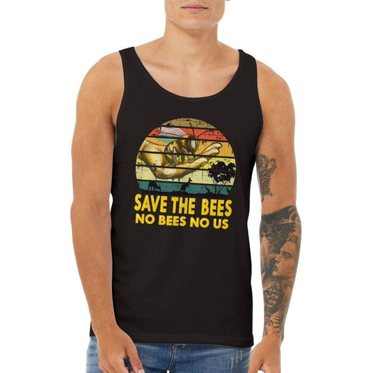 Save The Bees No Bees No Us Tank Top - Retro Vintage Bee - Premium Unisex Tank Top Australia Online Color