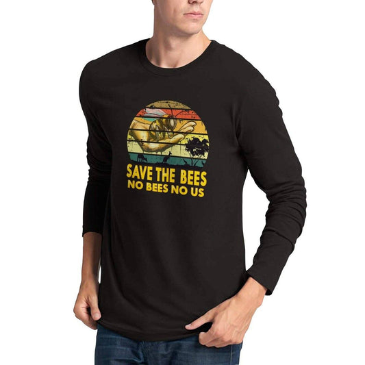 Save The Bees No Bees No Us Tshirt - Retro Vintage Bee Tshirt -  Premium Unisex Longsleeve T-shirt Australia Online Color