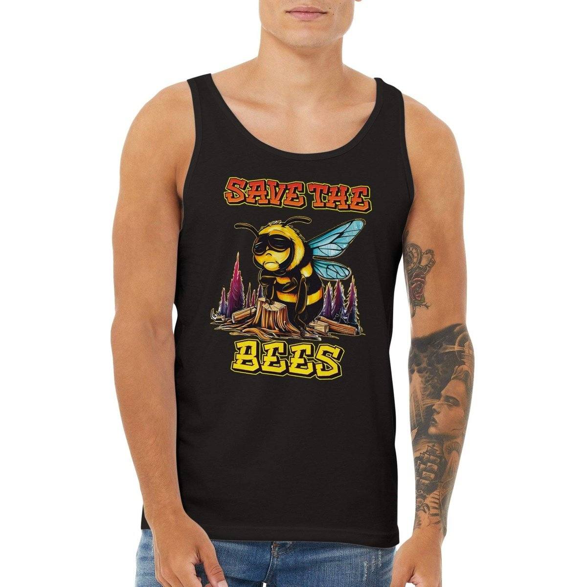 Save The Bees Tank Top - Crying Bee - Premium Unisex Tank Top Australia Online Color Black / XS