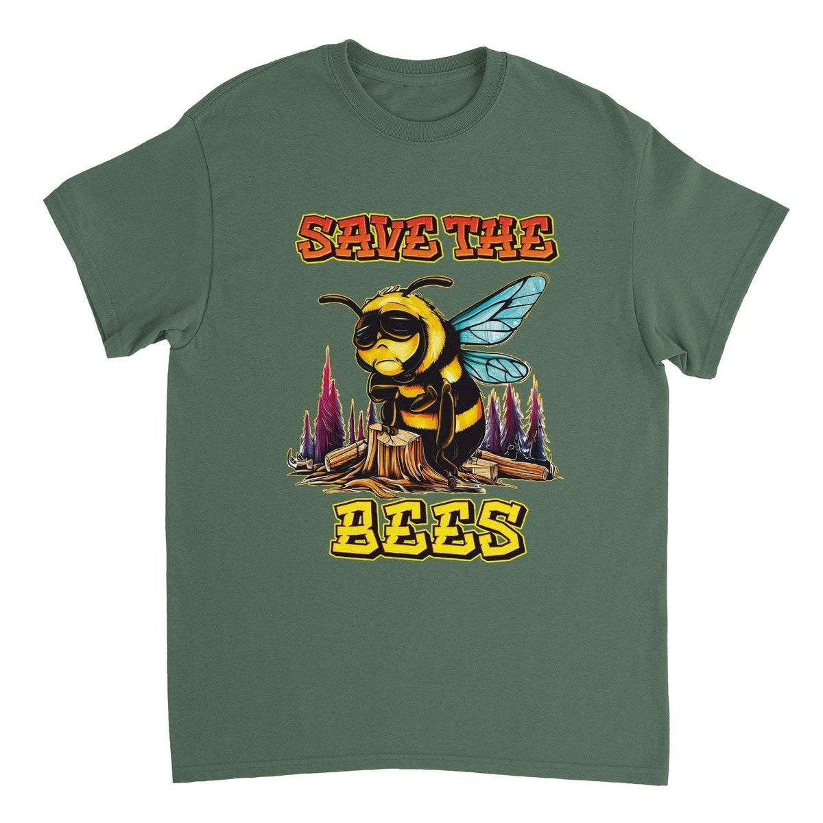 Save The Bees Tshirt - Crying Bee - Unisex Crewneck T-shirt Australia Online Color Military Green / S