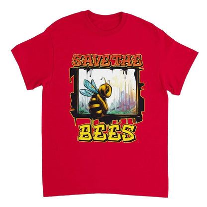 Save The Bees Tshirt - Crying Bee Window - Unisex Crewneck T-shirt Australia Online Color Red / S