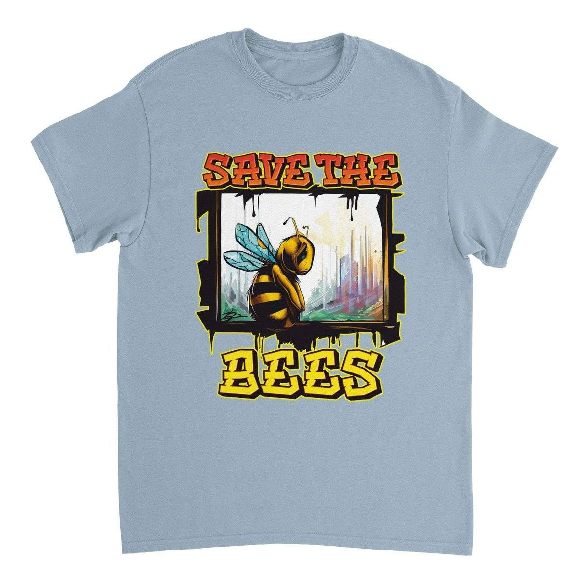 Save The Bees Tshirt - Crying Bee Window - Unisex Crewneck T-shirt Australia Online Color Light Blue / S