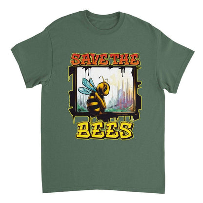Save The Bees Tshirt - Crying Bee Window - Unisex Crewneck T-shirt Australia Online Color Military Green / S