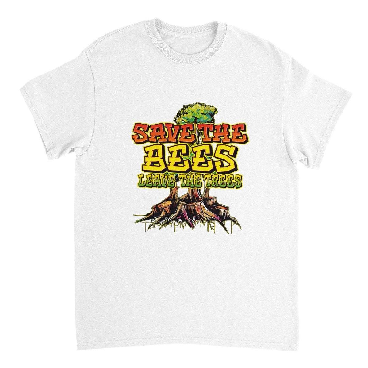 Save The Bees Tshirt - Leave The Trees - Stumps - Unisex Crewneck T-shirt Australia Online Color White / S