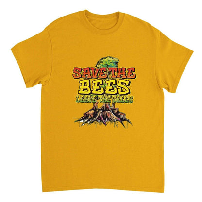 Save The Bees Tshirt - Leave The Trees - Stumps - Unisex Crewneck T-shirt Australia Online Color Gold / S