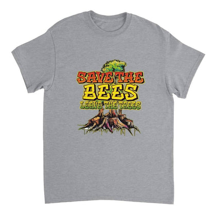 Save The Bees Tshirt - Leave The Trees - Stumps - Unisex Crewneck T-shirt Australia Online Color Sports Grey / S