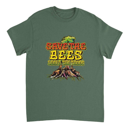 Save The Bees Tshirt - Leave The Trees - Stumps - Unisex Crewneck T-shirt Australia Online Color Military Green / S