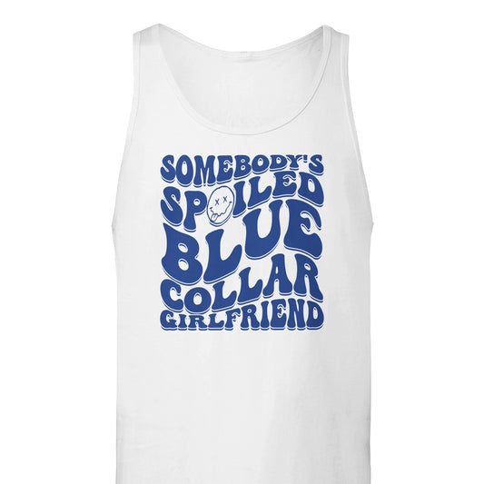 Spoiled Blue Collar Girlfriend Tank Top Graphic Tee Australia Online White / S