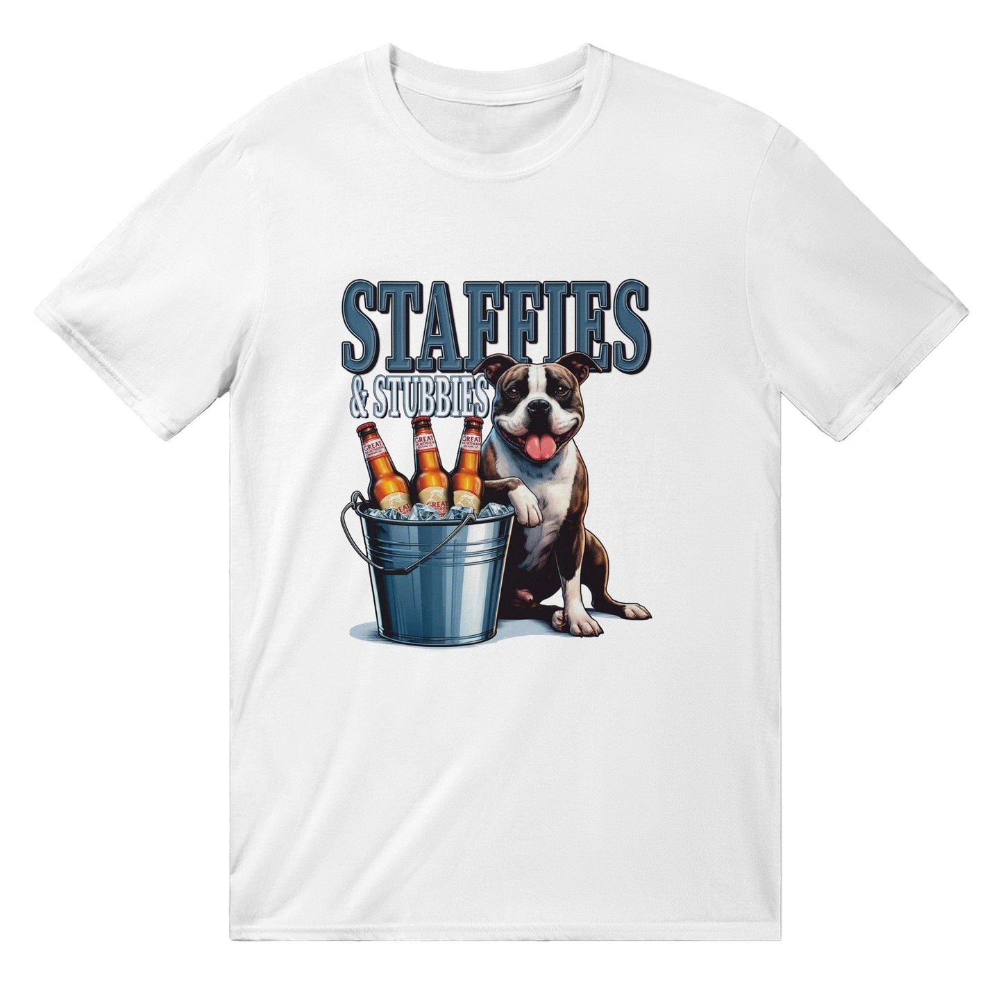 Staffies And Stubbies T-Shirt Australia Online Color White / S