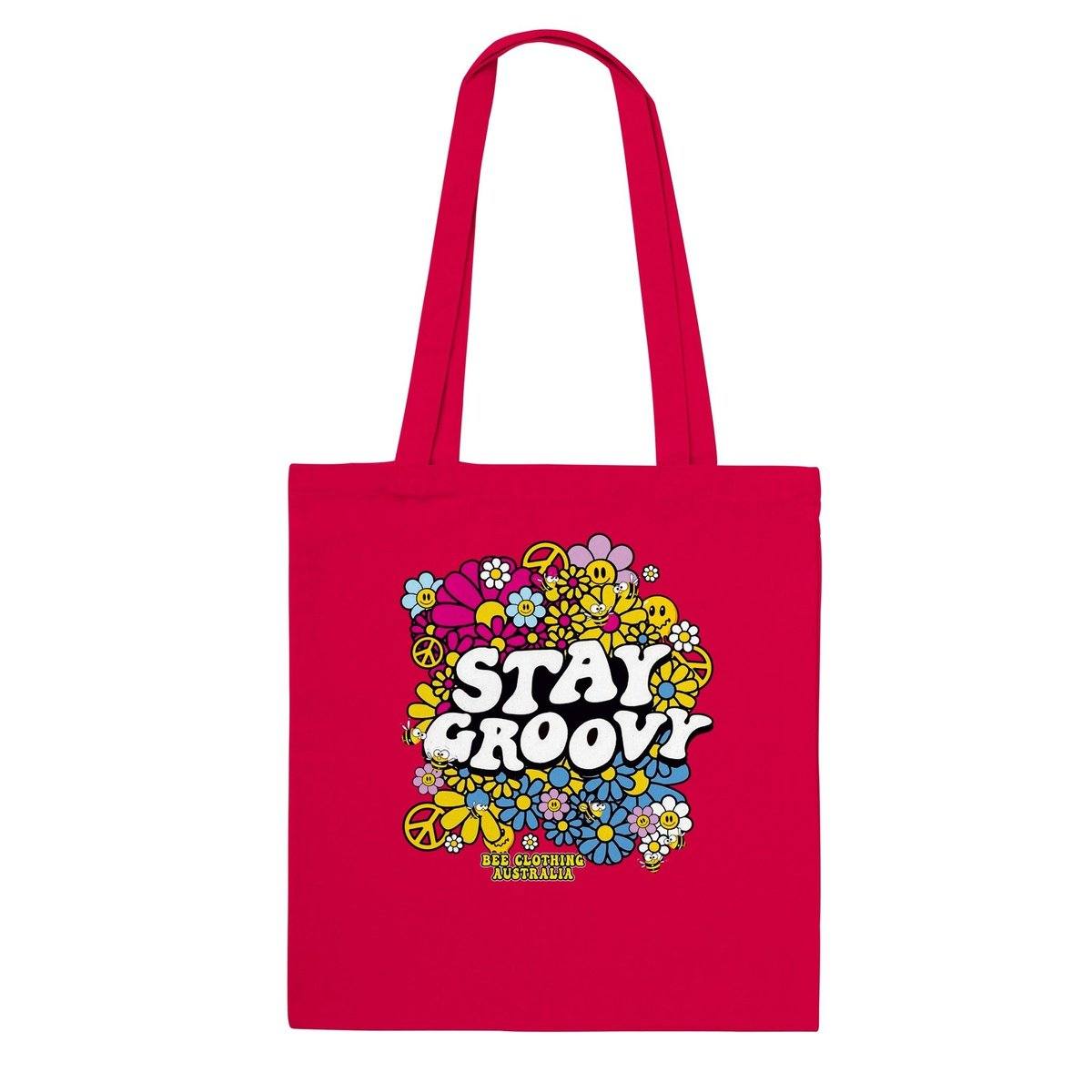 Stay Groovy  - Classic Tote Bag Australia Online Color Red