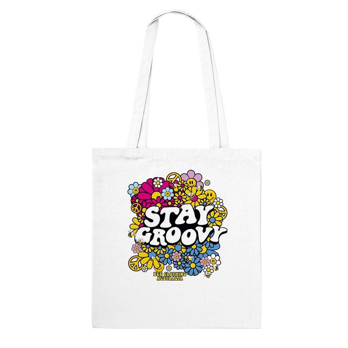 Stay Groovy  - Classic Tote Bag Australia Online Color White