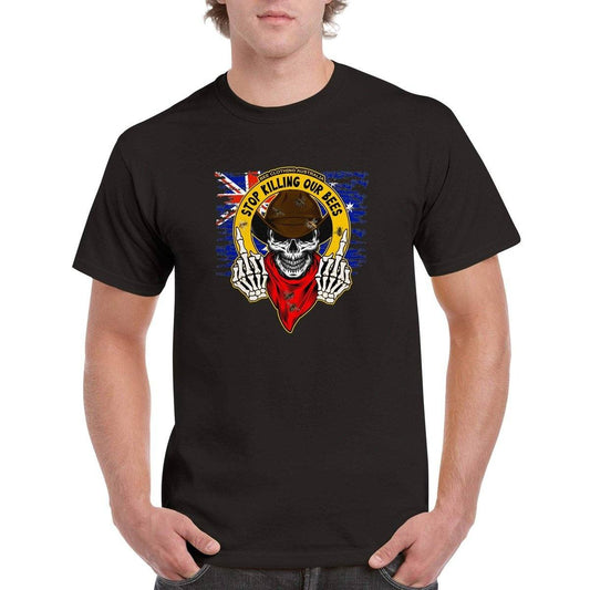 Stop Killing Our Bees T-Shirt - beekeeper Tshirt - Unisex Crewneck T-shirt Australia Online Color Black / S