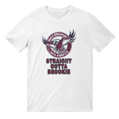 Straight Outta Brookie Vintage Manly T-shirt Australia Online Color White / S