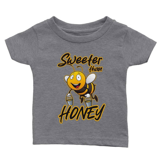 Sweeter Than Honey Baby Bee T-Shirt - Baby T-Shirts- Classic Baby Crewneck T-shirt Australia Online Color Heather Gray / 6m