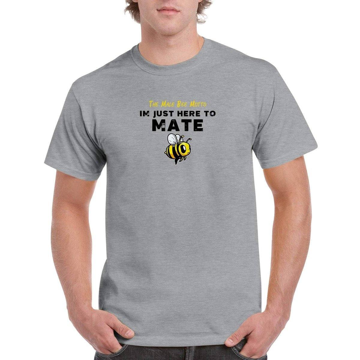 The Male Bee Motto T-Shirt - beekeeper slogan Tshirt - Unisex Crewneck T-shirt Australia Online Color Sports Grey / S
