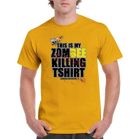 This Is My ZomBee Killing T-Shirt - zombees Tshirt - Unisex Crewneck T-shirt Australia Online Color Gold / S