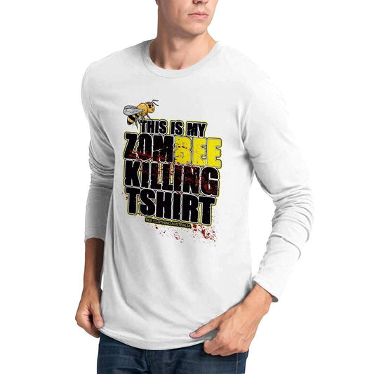 This Is My ZomBee Killing Tshirt - Beekeeper Zombees Tshirt -  Premium Unisex Longsleeve T-shirt Australia Online Color White / S