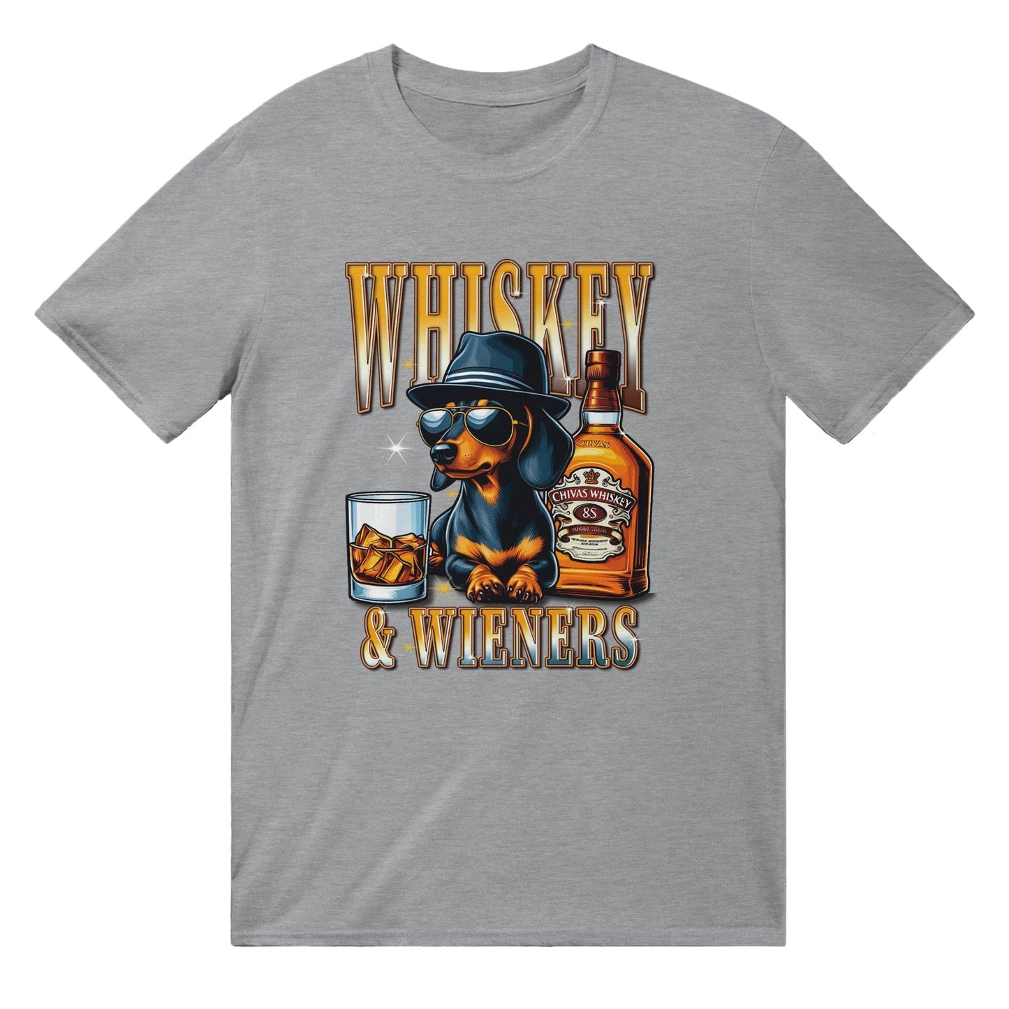 Whiskey And Wieners T-Shirt Graphic Tee Sports Grey / S BC Australia